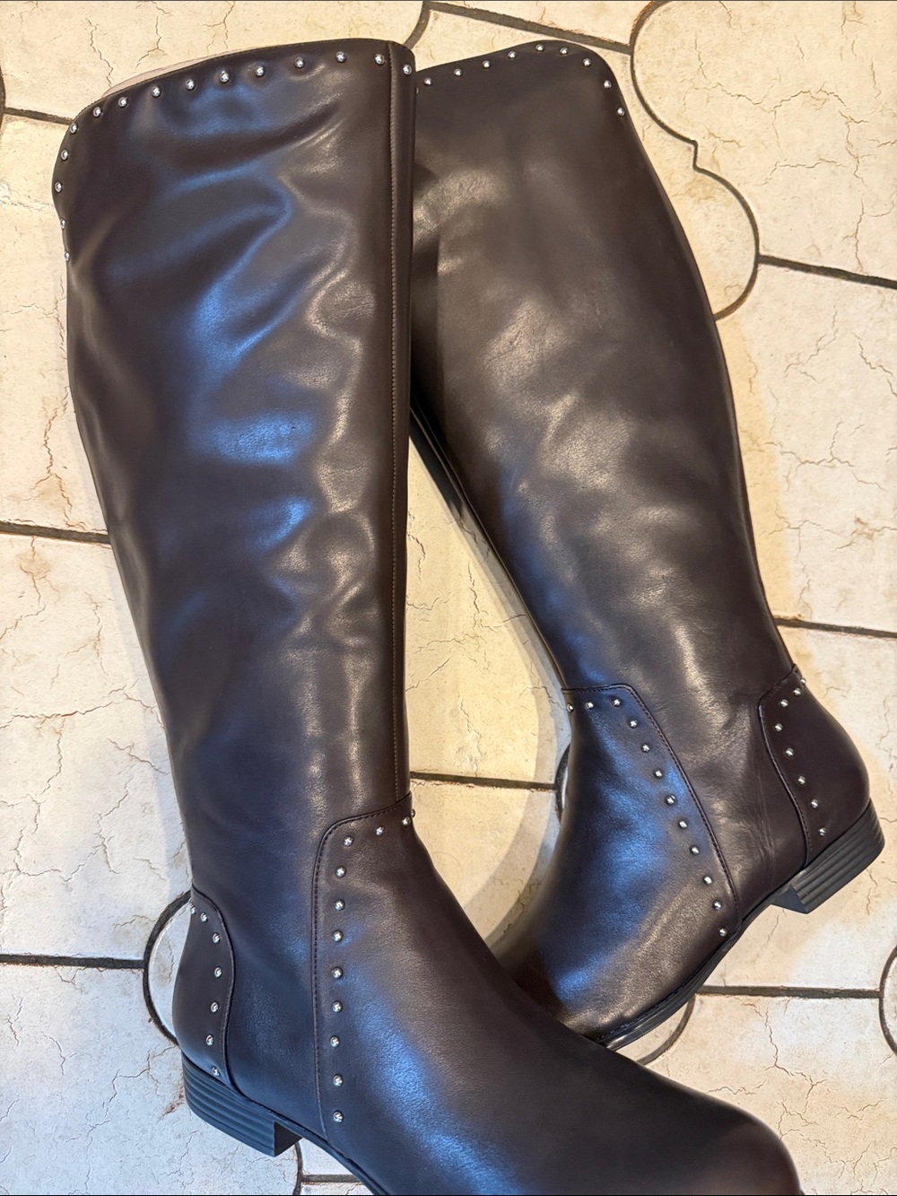Isaac Mizrahi brown Studded Knee-High Boots - Women's - Picture 4 of 4